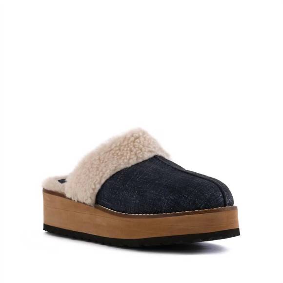 NEW SEYCHELLES steady platform mule in navy denim - Picture 2 of 3